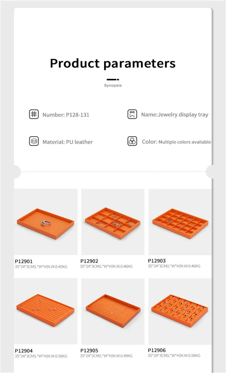 Oirlv Jewelry Tray Leather Necklace Display Bracelet Ring Watch Drawer Organizer Showcase Jewelry Display Tray Stackable Storage