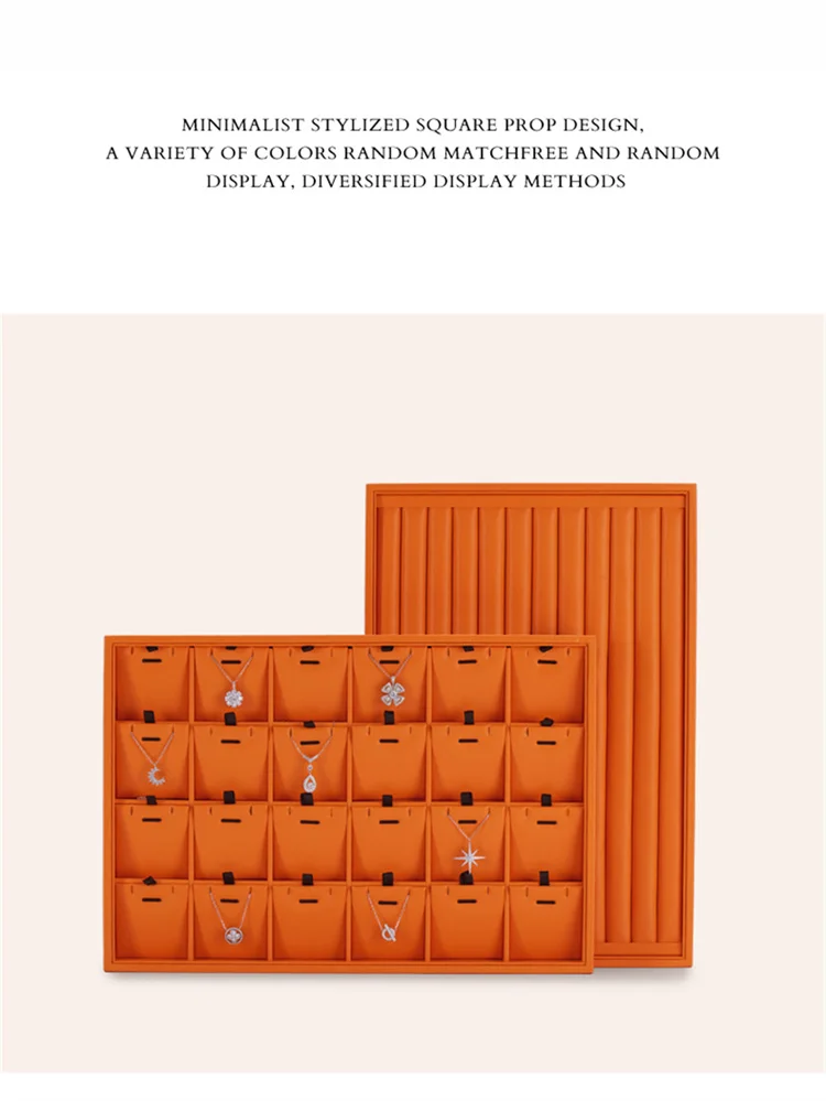 Oirlv Jewelry Tray Leather Necklace Display Bracelet Ring Watch Drawer Organizer Showcase Jewelry Display Tray Stackable Storage