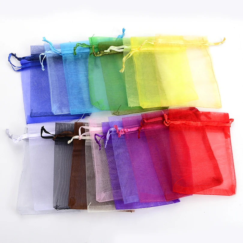 50Pcs Organza Bag Jewelry Packaging Gift Candy Wedding Party Goodie Packing Favors Pouches Drawable Bags Present Sweets Pouches