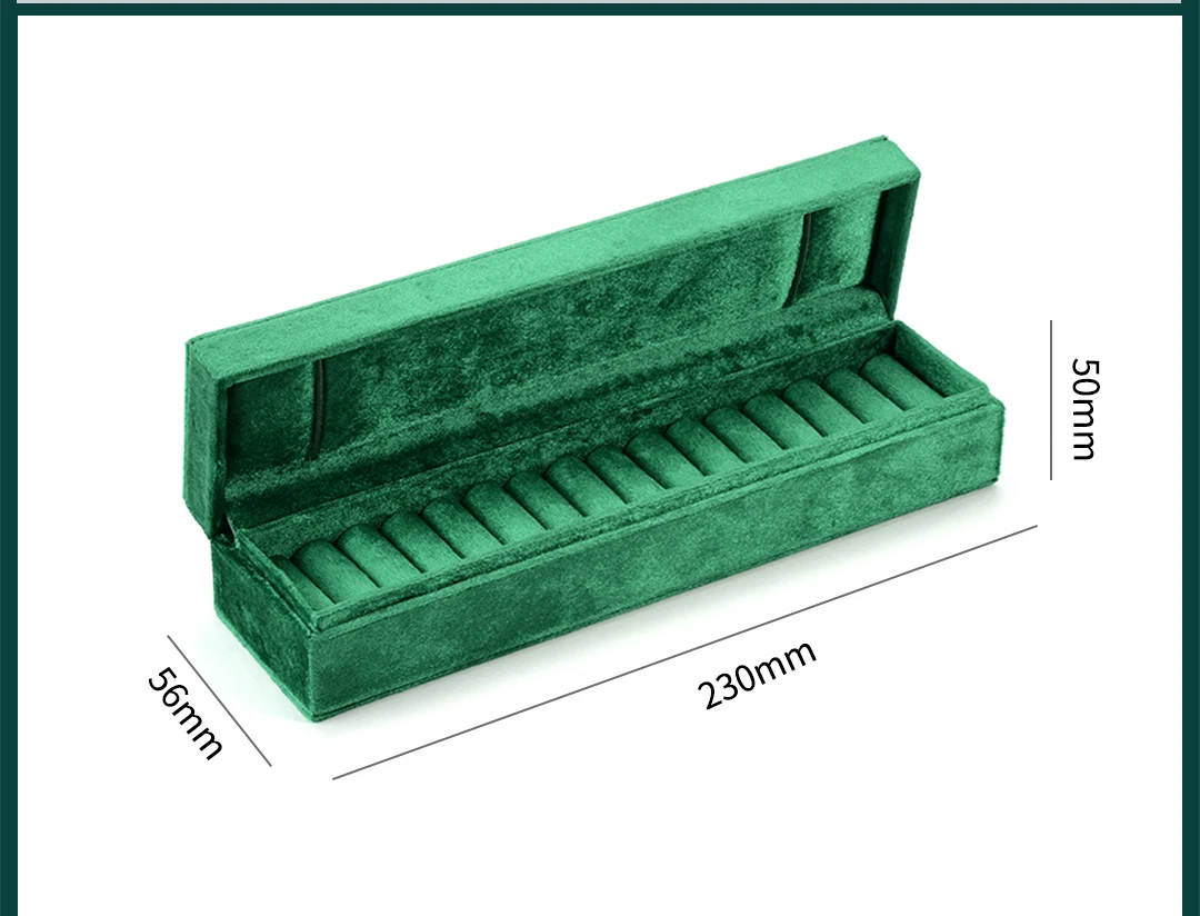 TAIMY Green Velvet Jewelry Box Travel Rings necklaces Storage Box With Lid Custom Logo Jewelry Case Jewelry Organizer Display