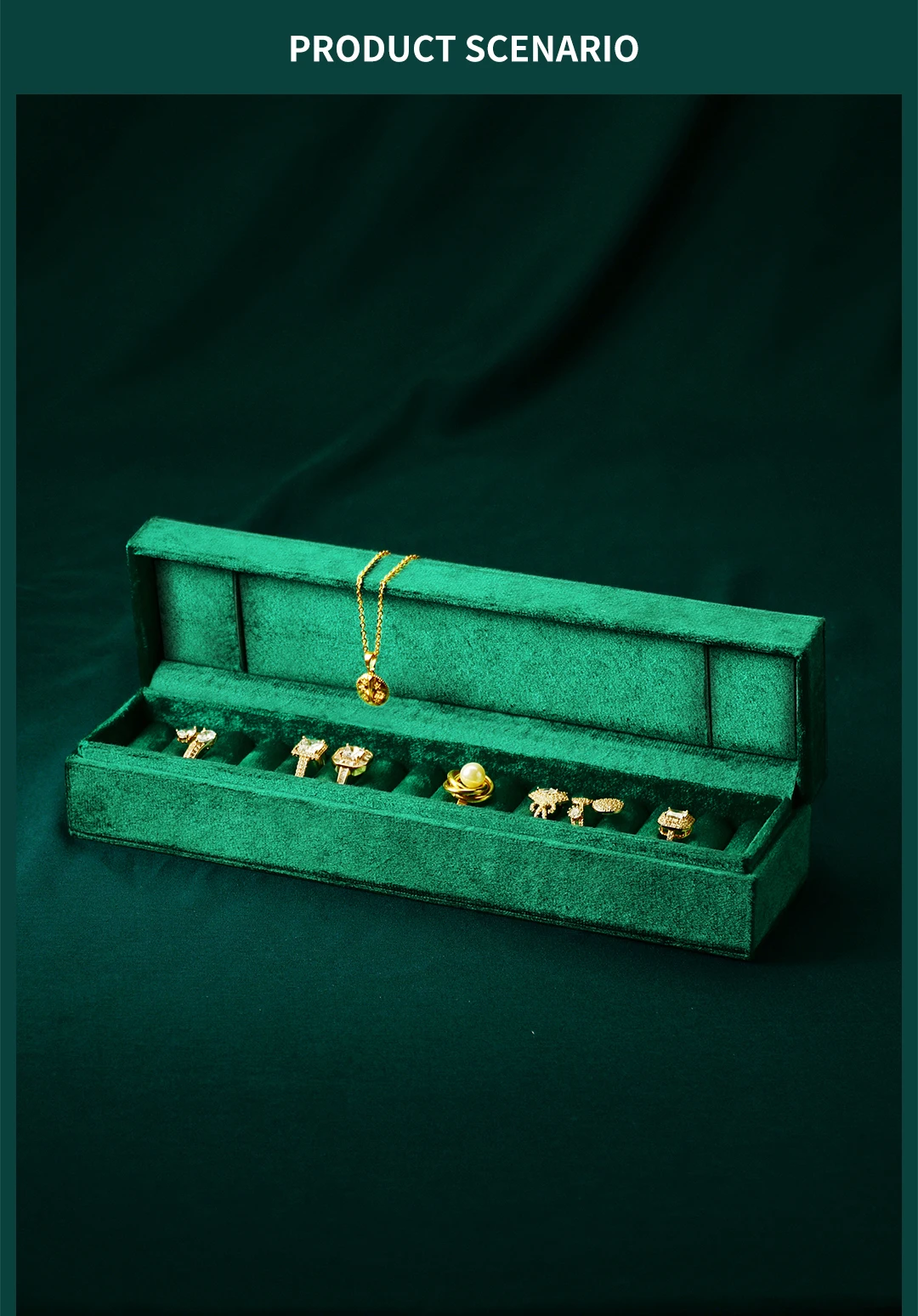 TAIMY Green Velvet Jewelry Box Travel Rings necklaces Storage Box With Lid Custom Logo Jewelry Case Jewelry Organizer Display
