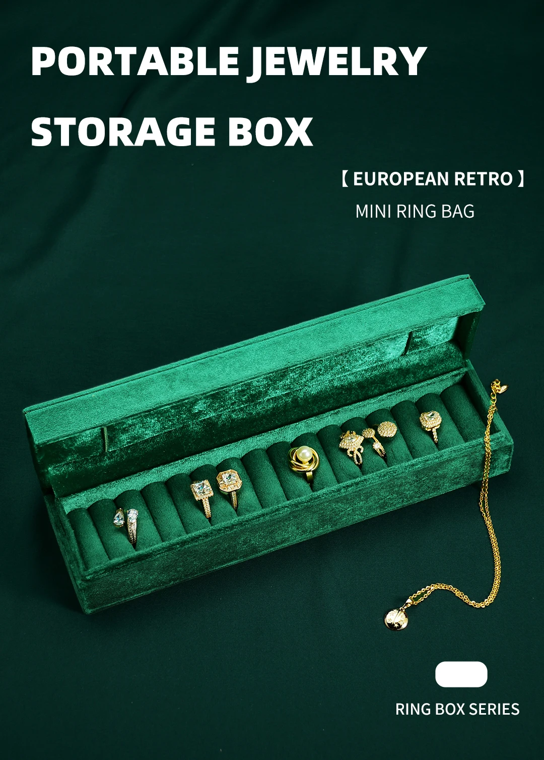 TAIMY Green Velvet Jewelry Box Travel Rings necklaces Storage Box With Lid Custom Logo Jewelry Case Jewelry Organizer Display