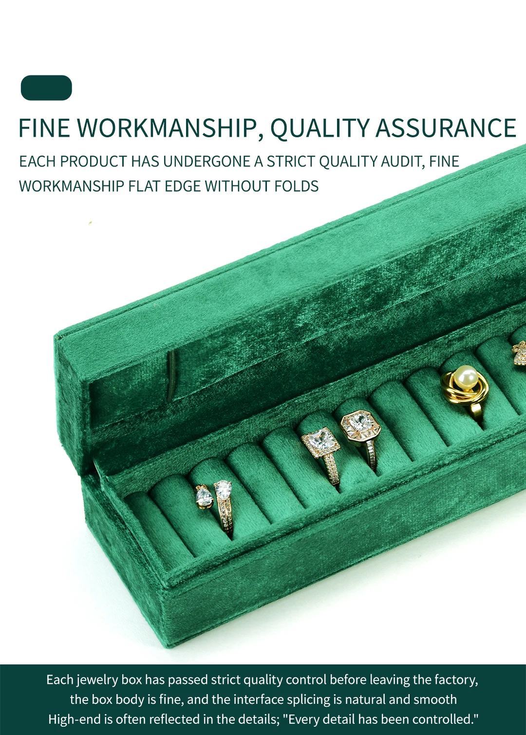 TAIMY Green Velvet Jewelry Box Travel Rings necklaces Storage Box With Lid Custom Logo Jewelry Case Jewelry Organizer Display