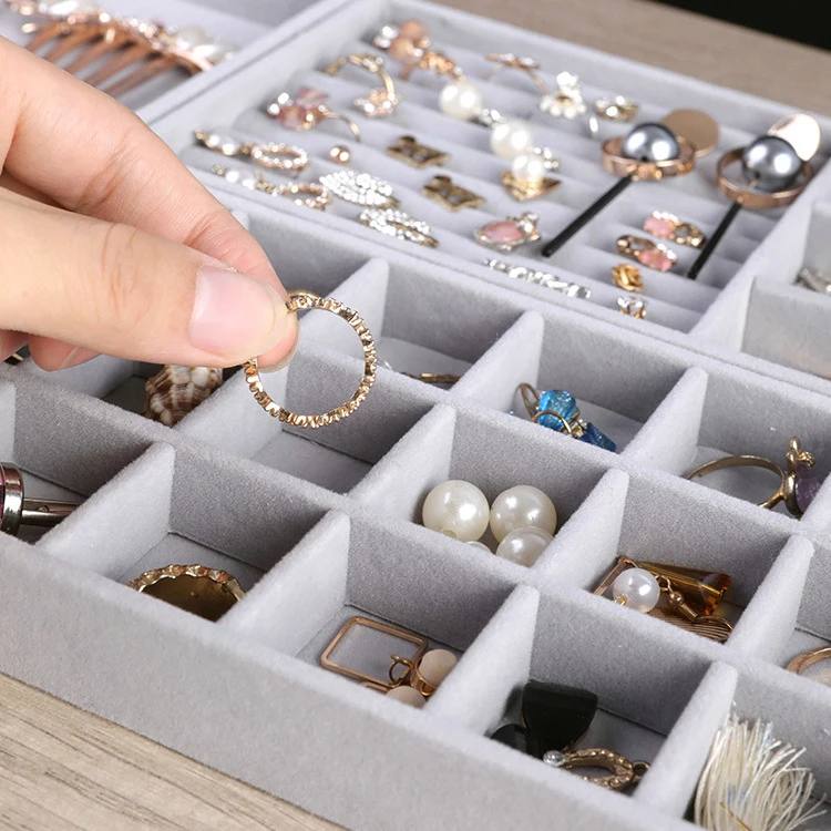 Velvet Tray for Jewelry Ring Earring Necklace Display Tray Bracelet Organizer Diy Handicraft Accessoriess Jewelry Storage Case