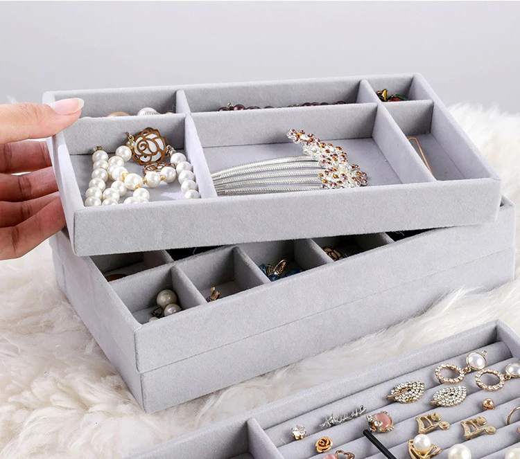 Velvet Tray for Jewelry Ring Earring Necklace Display Tray Bracelet Organizer Diy Handicraft Accessoriess Jewelry Storage Case