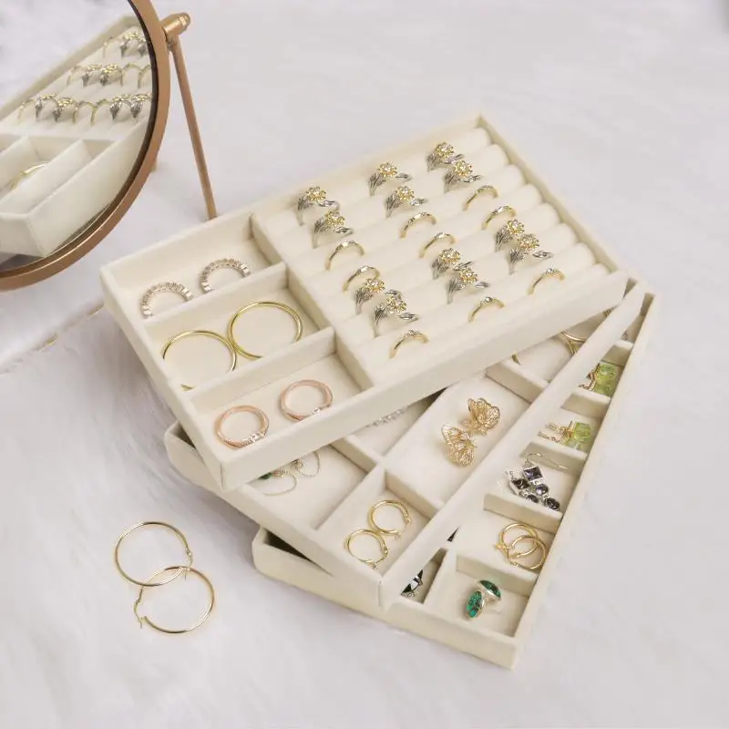 Velvet Tray for Jewelry Ring Earring Necklace Display Tray Bracelet Organizer Diy Handicraft Accessoriess Jewelry Storage Case