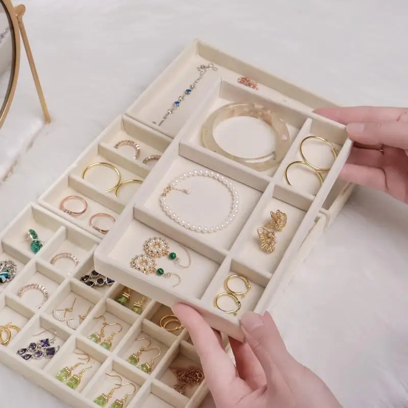 Velvet Tray for Jewelry Ring Earring Necklace Display Tray Bracelet Organizer Diy Handicraft Accessoriess Jewelry Storage Case