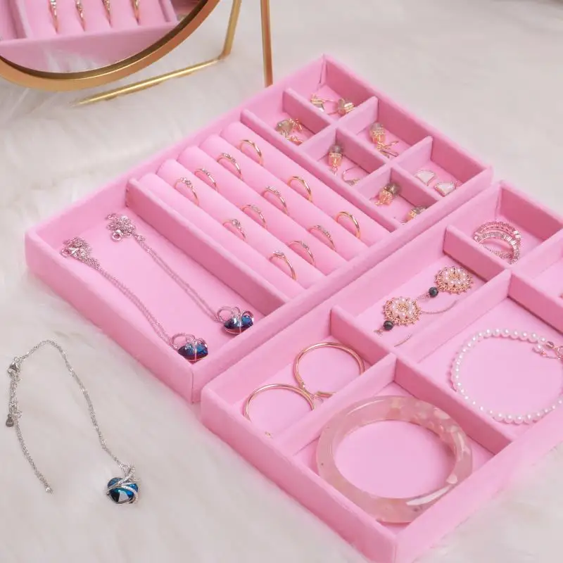 Velvet Tray for Jewelry Ring Earring Necklace Display Tray Bracelet Organizer Diy Handicraft Accessoriess Jewelry Storage Case