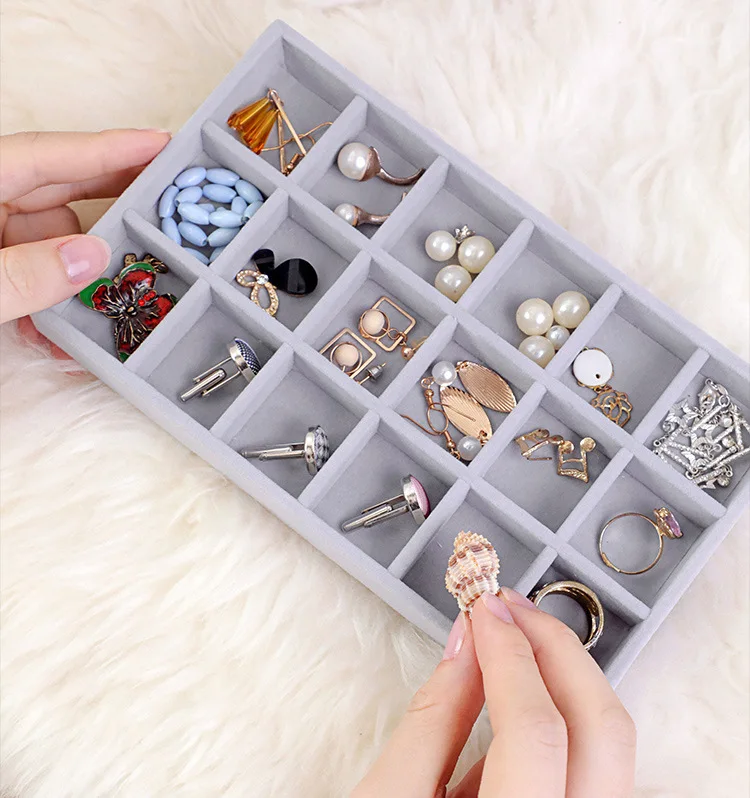 Velvet Tray for Jewelry Ring Earring Necklace Display Tray Bracelet Organizer Diy Handicraft Accessoriess Jewelry Storage Case