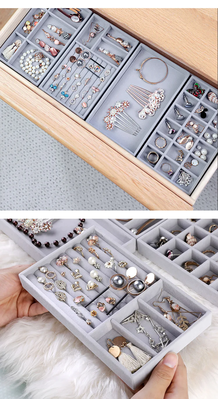 Velvet Tray for Jewelry Ring Earring Necklace Display Tray Bracelet Organizer Diy Handicraft Accessoriess Jewelry Storage Case