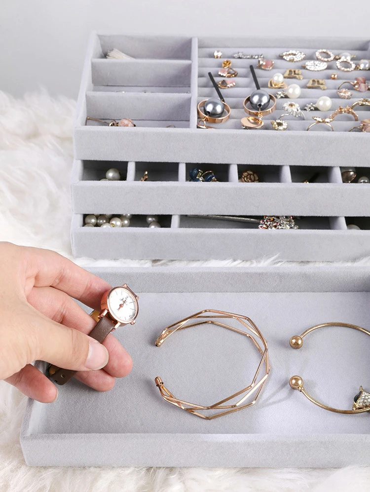 Velvet Tray for Jewelry Ring Earring Necklace Display Tray Bracelet Organizer Diy Handicraft Accessoriess Jewelry Storage Case