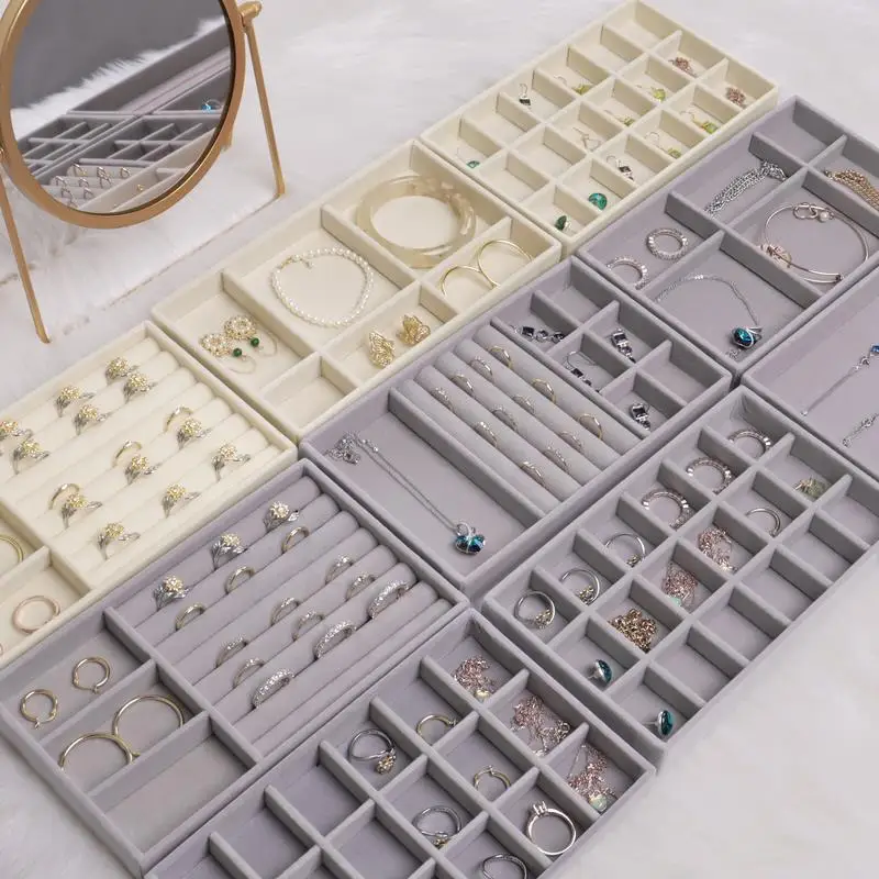 Velvet Tray for Jewelry Ring Earring Necklace Display Tray Bracelet Organizer Diy Handicraft Accessoriess Jewelry Storage Case