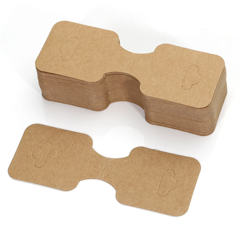 50pcs 3.5x9cm Kraft Paper Card Flodable Packing Cardborad for Jewelry Display