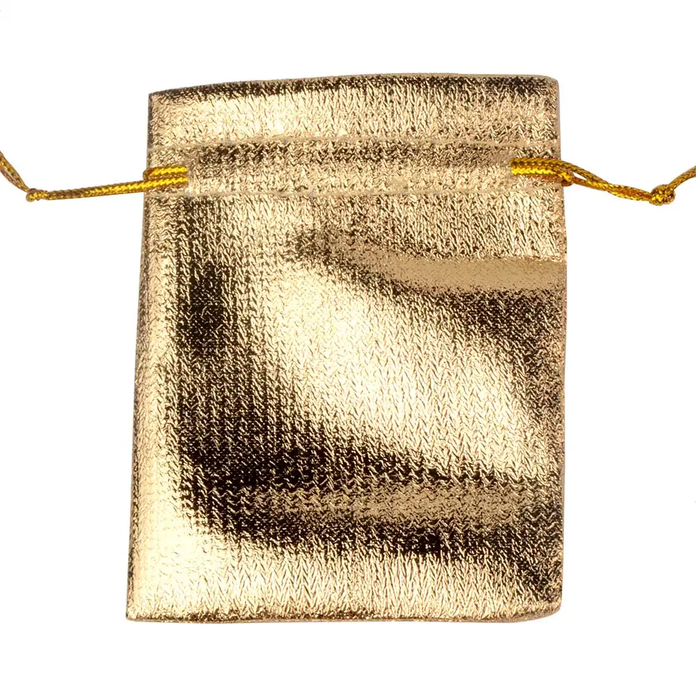 25pcs 7x9cm 9x12cm 10x15cm Jewelry Packing Gold Color Foil Cloth Drawstring Storage Bag Wedding Gift Bags & Pouches Wholesale