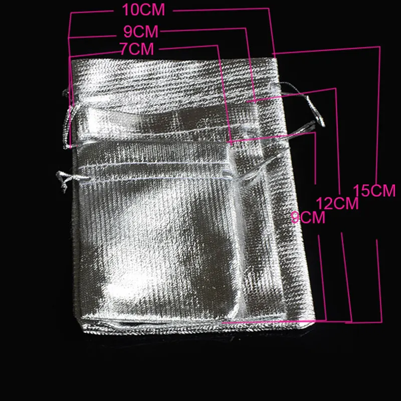 25pcs 7x9cm 9x12cm 10x15cm Jewelry Packing Gold Color Foil Cloth Drawstring Storage Bag Wedding Gift Bags & Pouches Wholesale