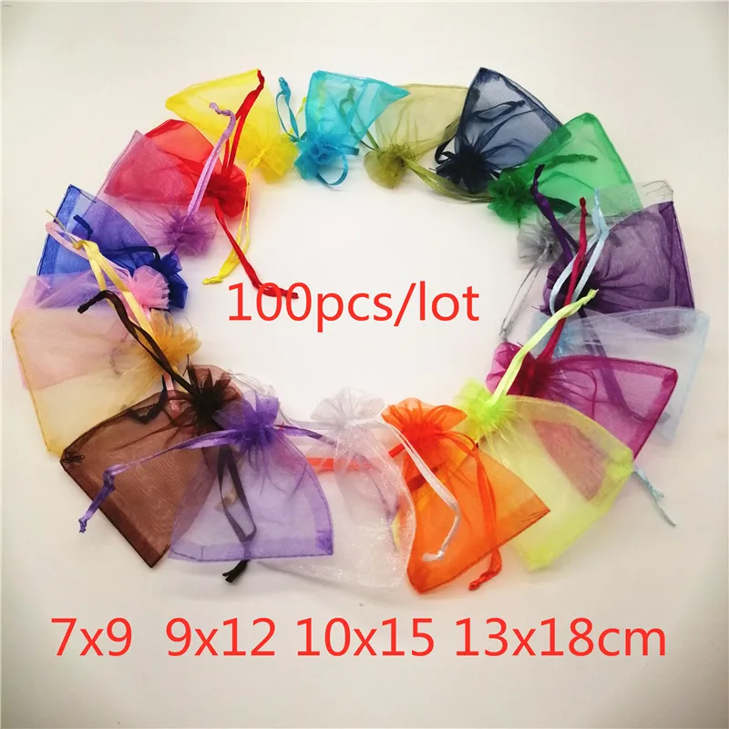 500pcs Drawstring Organza Bags Jewelry Pouches Gift Packaging Bag Sachet Wedding Party Favors Storage Displays Birthday Supply