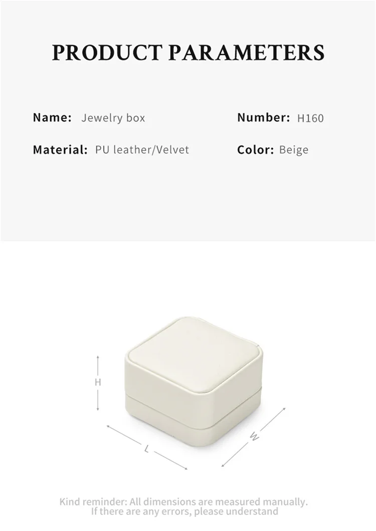 WoodTen Beige Jewelry Box Leather Ring Jewelry Organizer Box Earring Necklace Bracelet Box For Proposal Wedding Customizable
