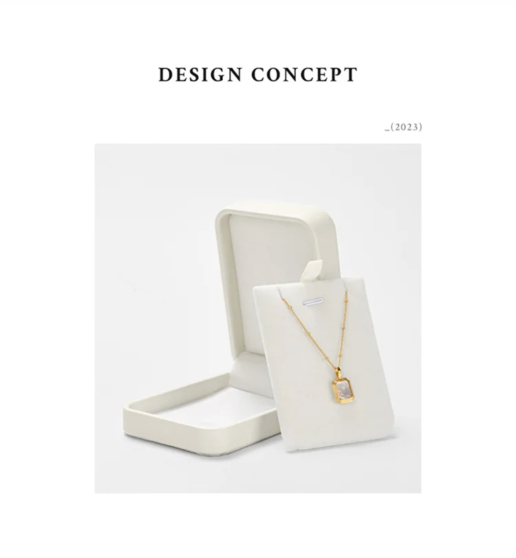 WoodTen Beige Jewelry Box Leather Ring Jewelry Organizer Box Earring Necklace Bracelet Box For Proposal Wedding Customizable