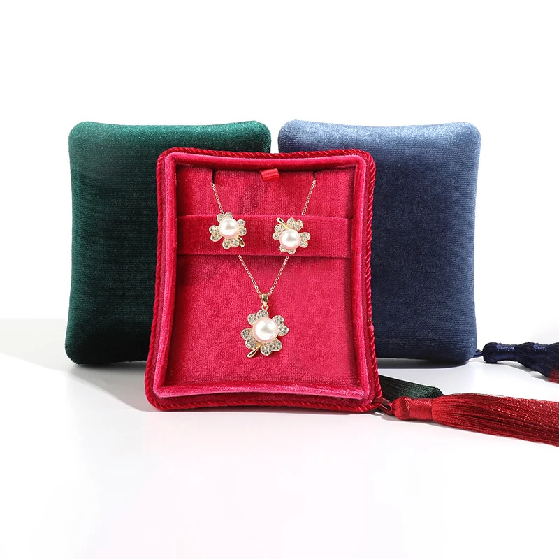 Velvet Tassels Jewelry Ring Necklace Bracelet Box Travel Portable Jewelry Box Jewelry Storage Box Wedding Gifts for Guests