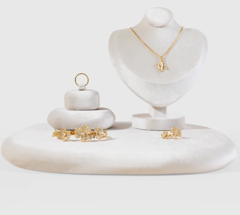 Yinbeini Velvet Jewelry Display Tray Ring Earring Pendant Necklace Storage Tray Display Tray TB028