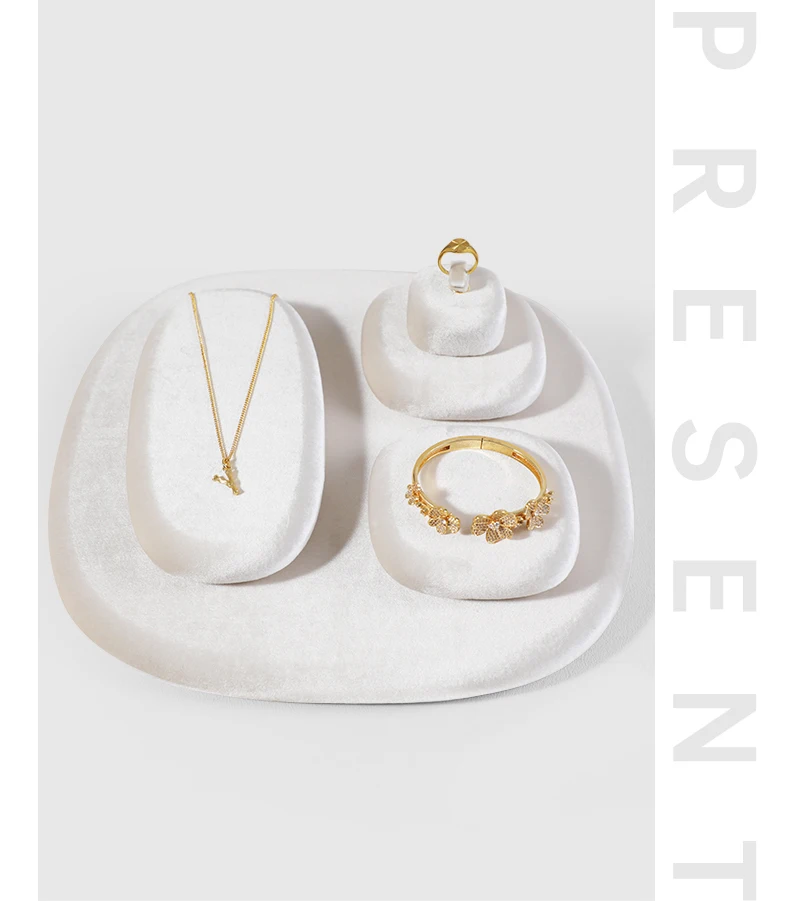 Yinbeini Velvet Jewelry Display Tray Ring Earring Pendant Necklace Storage Tray Display Tray TB028