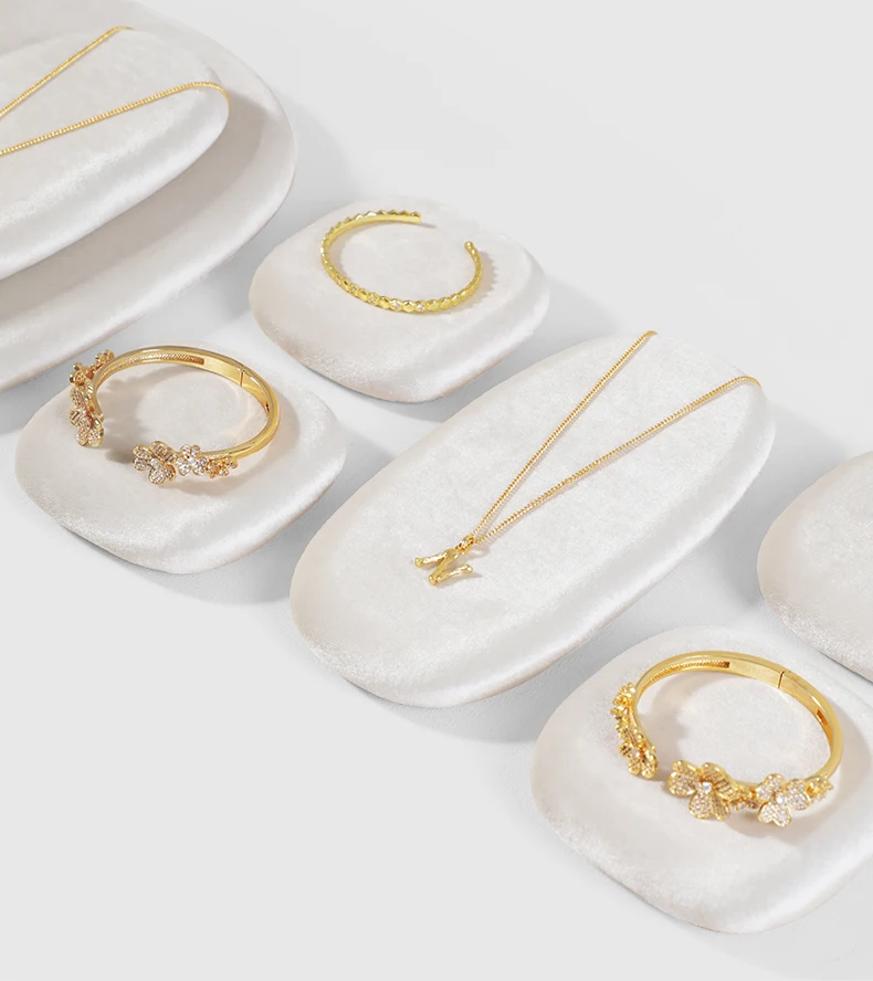 Yinbeini Velvet Jewelry Display Tray Ring Earring Pendant Necklace Storage Tray Display Tray TB028