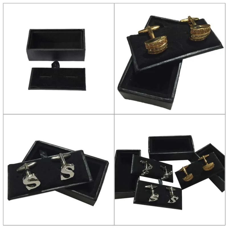 60Pcs Black Cufflinks Storage Casket Mens Cufflink Jewelry Organizer Case Cuff Links Display Package Gift Box Birthday Gift Case
