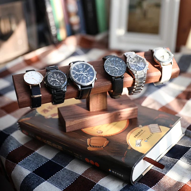 Wooden Watch Display Stands Bracelet Holder Jewelry Organizer Walnut Watch Display Shelf Rack jewellery box Props Box Case