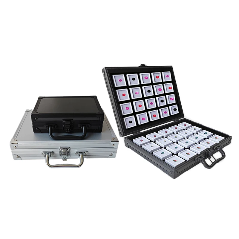 Gems Jewelry Trunk Travel Carrying Gemstone Display Box Aluminum Case Loose Stones Storage Container Collection Diamond Holder