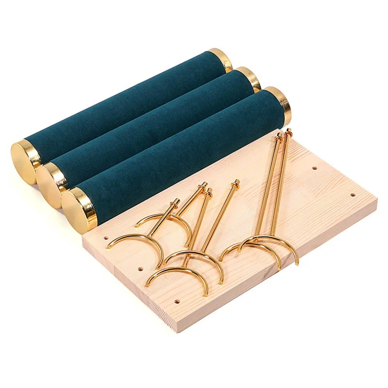 Detachable Jewelry Organizer with Wood Base Bracelet Watch Display Rack Business Exhibition Jewelry Bangle Stand 1/2/3/4 Layers