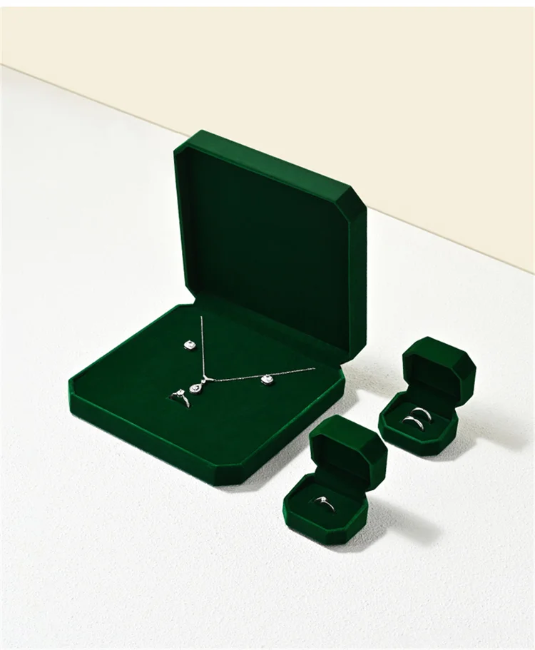 Oirlv Velvet Ring Box Gemstone Green Jewelry Box Set High-quality Earring Bracelet Necklace Box Jewelry Organizer Jewelry Box