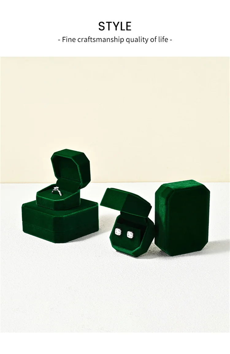 Oirlv Velvet Ring Box Gemstone Green Jewelry Box Set High-quality Earring Bracelet Necklace Box Jewelry Organizer Jewelry Box
