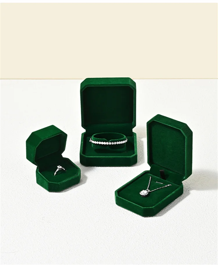 Oirlv Velvet Ring Box Gemstone Green Jewelry Box Set High-quality Earring Bracelet Necklace Box Jewelry Organizer Jewelry Box