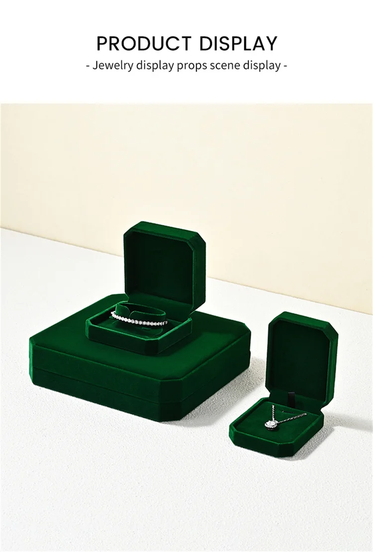 Oirlv Velvet Ring Box Gemstone Green Jewelry Box Set High-quality Earring Bracelet Necklace Box Jewelry Organizer Jewelry Box