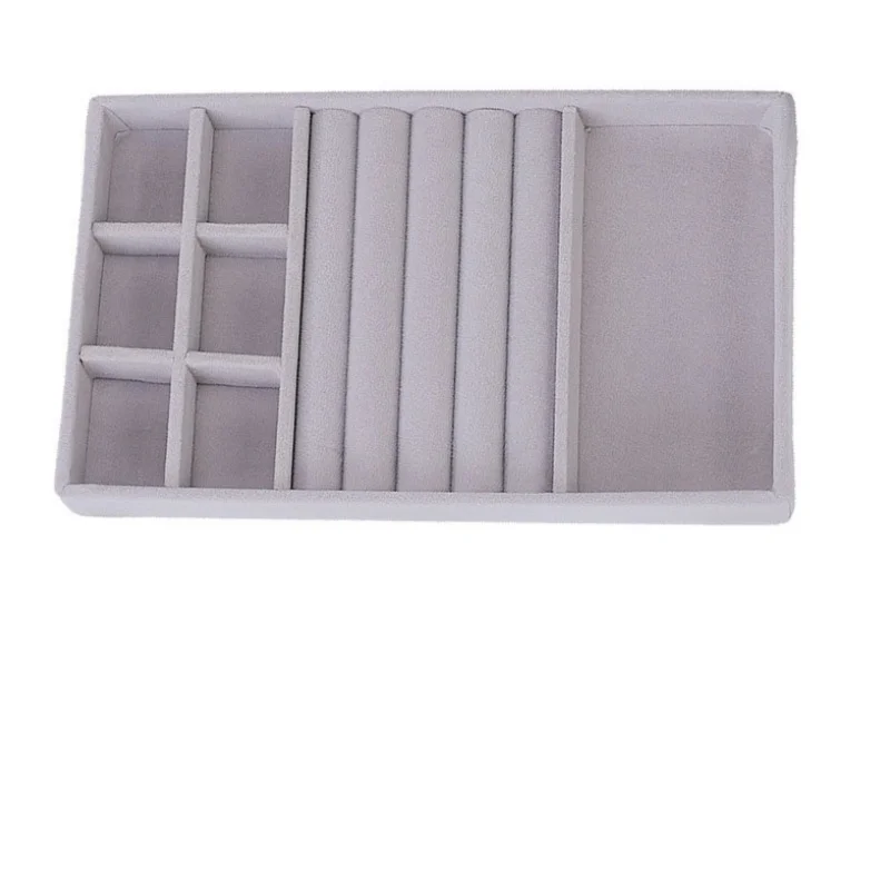 1PC Gray Velvet Jewelry Holder Earrings Ring Storage Tray Minimalist Jewelry Box Jewelry Desktop Organizer Box