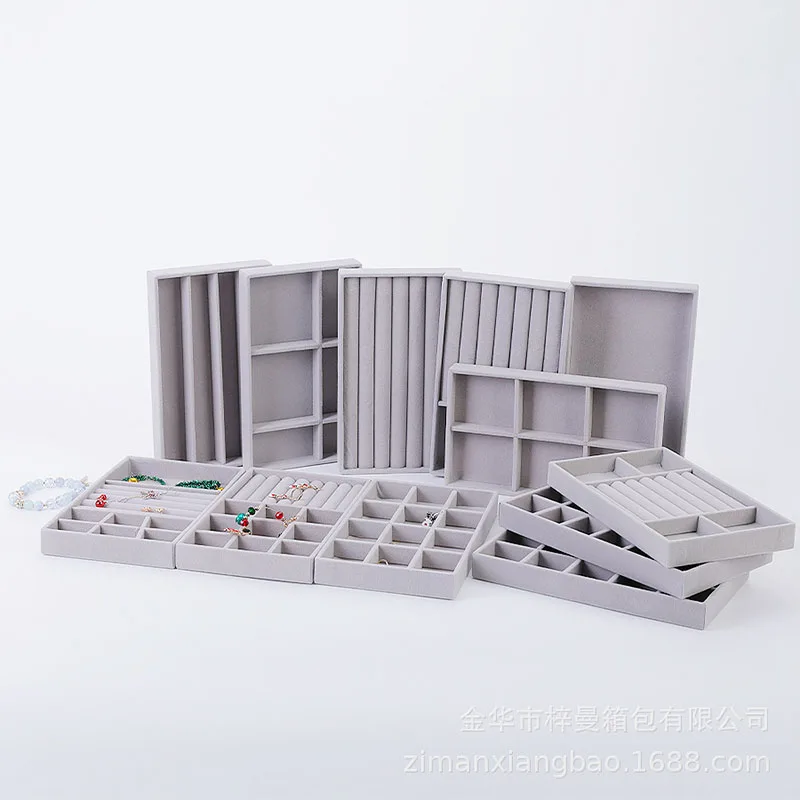 1PC Gray Velvet Jewelry Holder Earrings Ring Storage Tray Minimalist Jewelry Box Jewelry Desktop Organizer Box