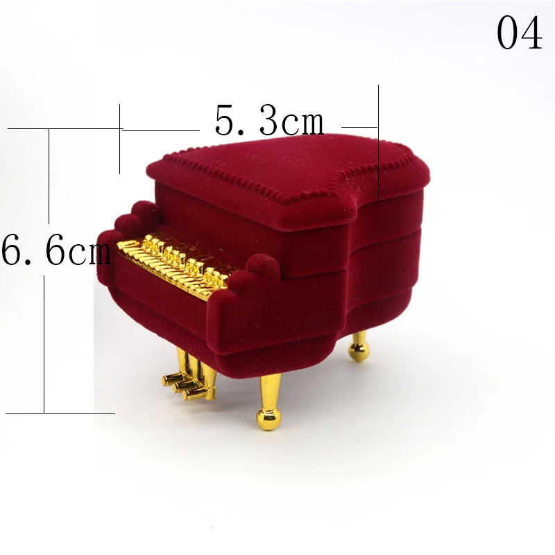Velvet Apple Piano Violin SunFlower Jewelry Gift Box Wedding Engagement Ring Box For Necklace Earring Bracelet Packaging Display