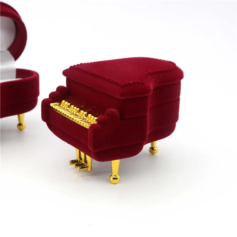 Velvet Apple Piano Violin SunFlower Jewelry Gift Box Wedding Engagement Ring Box For Necklace Earring Bracelet Packaging Display