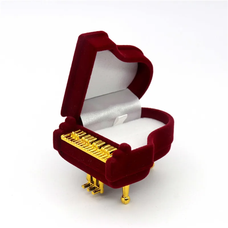 Velvet Apple Piano Violin SunFlower Jewelry Gift Box Wedding Engagement Ring Box For Necklace Earring Bracelet Packaging Display