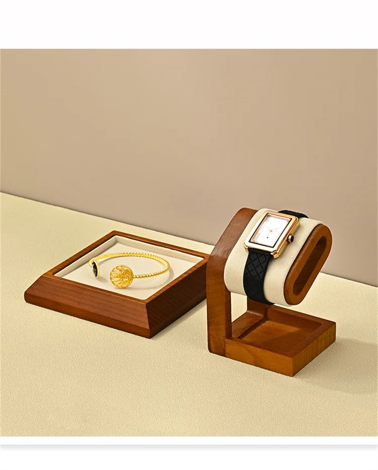 Wooden Watch Stand WoodTen Solid Wood Watch Holder Jewelry Organizer Display Stand For Bracelet Ring Earring Watch Display Props
