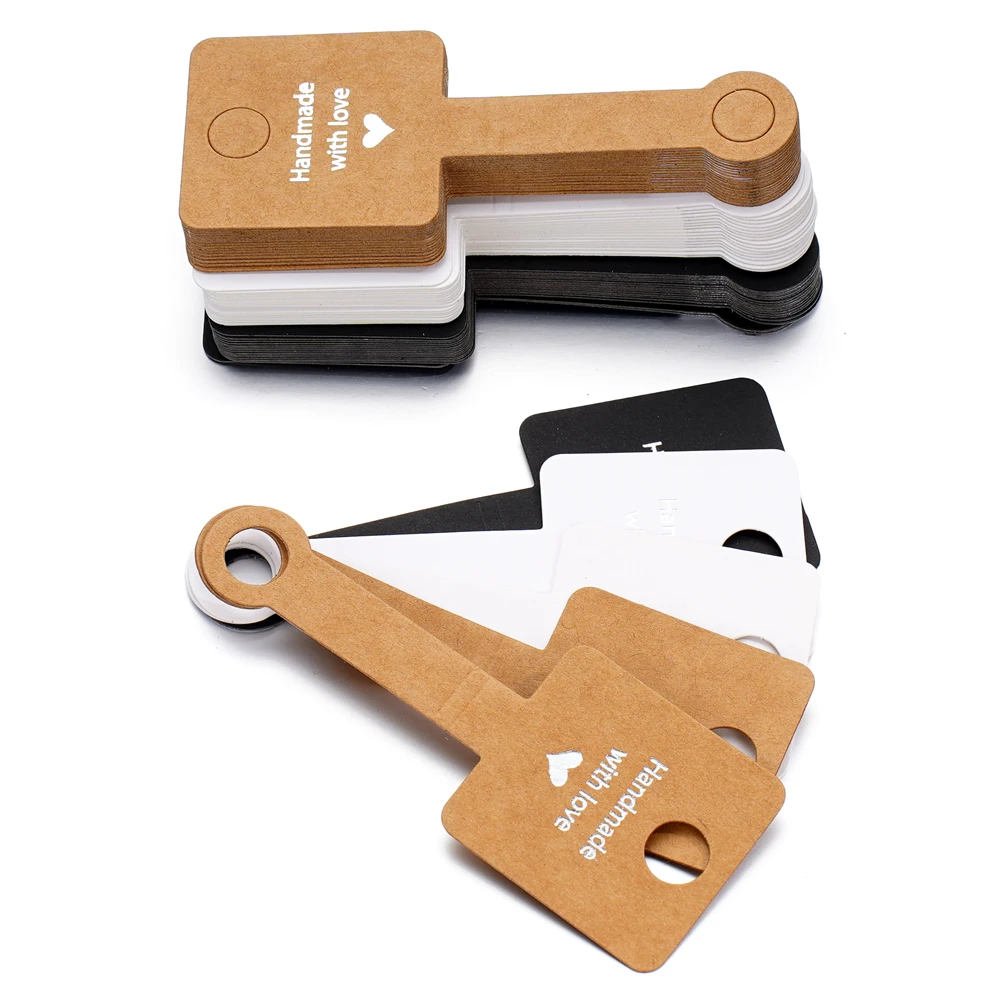 50/100Pcs Rectangle Jewelry Price Tag Self Adhesive Barbell Sticker Card DIY Necklace Earring Display Repair Label Packaging
