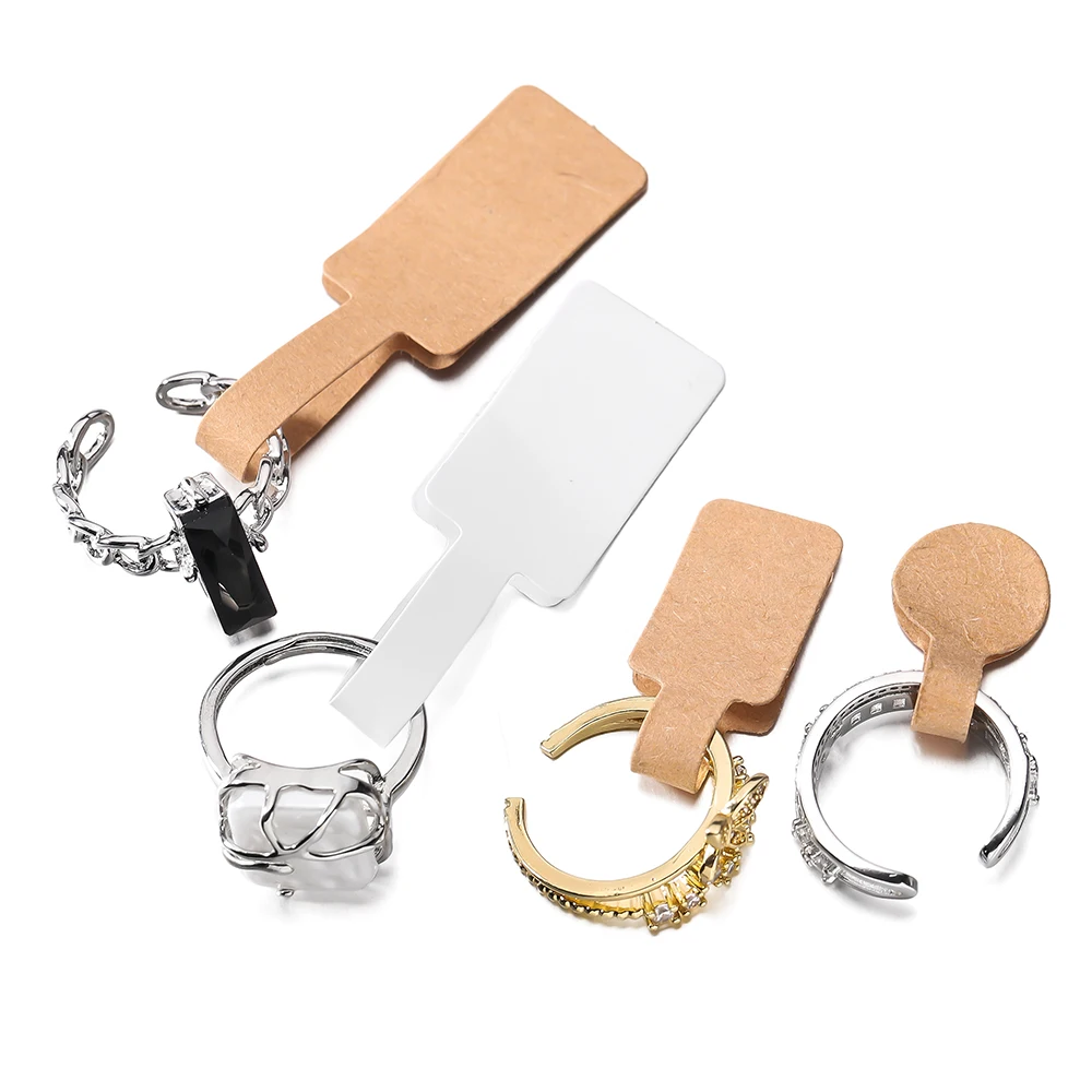 50/100Pcs Rectangle Jewelry Price Tag Self Adhesive Barbell Sticker Card DIY Necklace Earring Display Repair Label Packaging