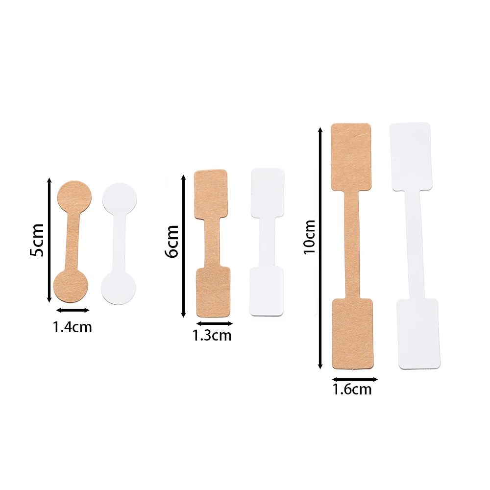 50/100Pcs Rectangle Jewelry Price Tag Self Adhesive Barbell Sticker Card DIY Necklace Earring Display Repair Label Packaging