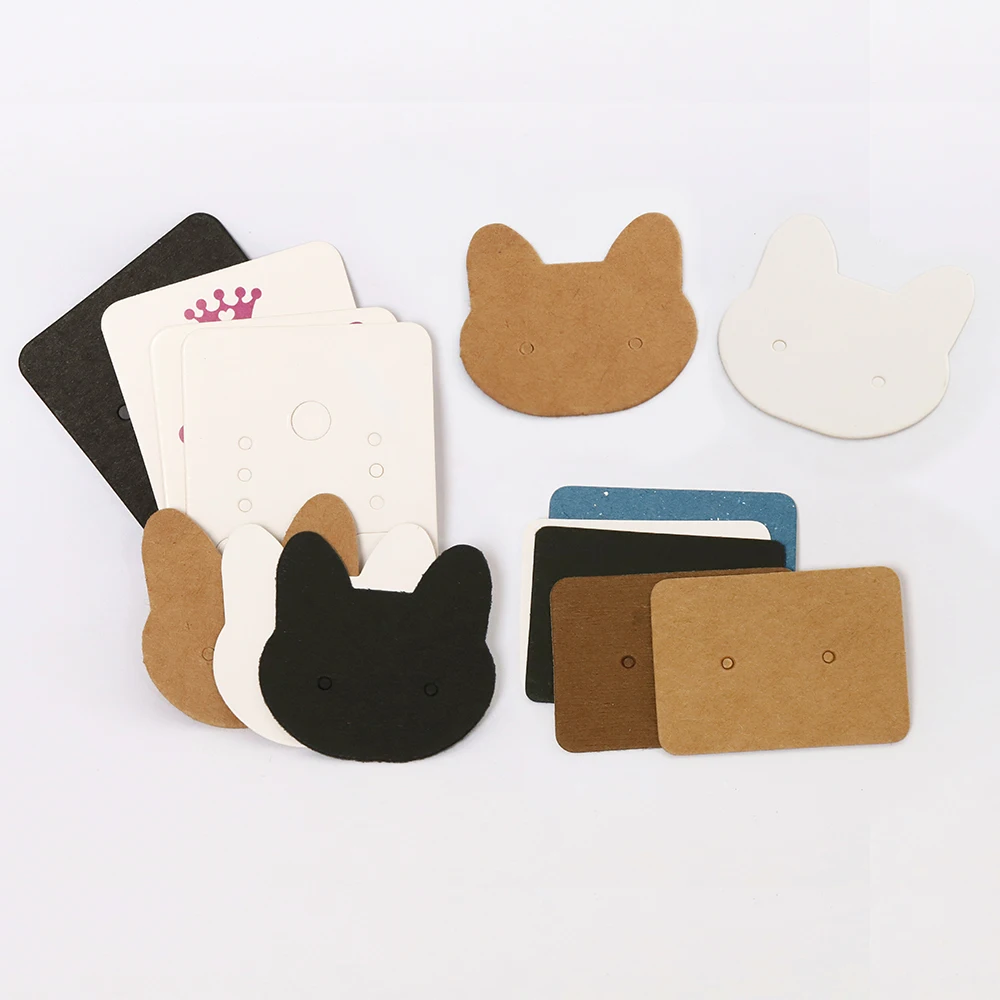 50pcs Earrings Card with 50pcs Bags Cat Cards Jewelry Display Packaging Cardboards Ear Studs Hang Tags Cards DIY Wholesale