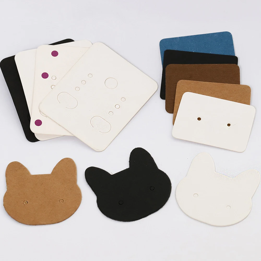 50pcs Earrings Card with 50pcs Bags Cat Cards Jewelry Display Packaging Cardboards Ear Studs Hang Tags Cards DIY Wholesale