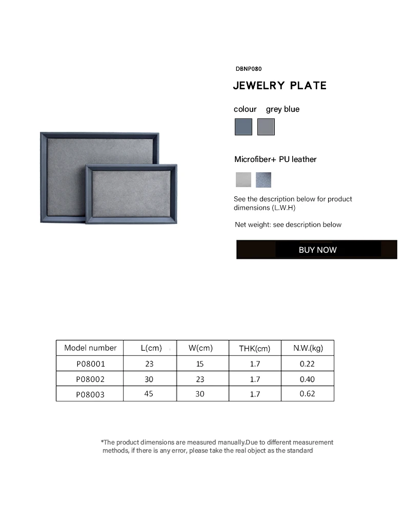 Oirlv Premium PU Leather Flat Jewelry Tray Jewelry Display Organizer Catchall Valet Tray for Nightstand Or Dresser