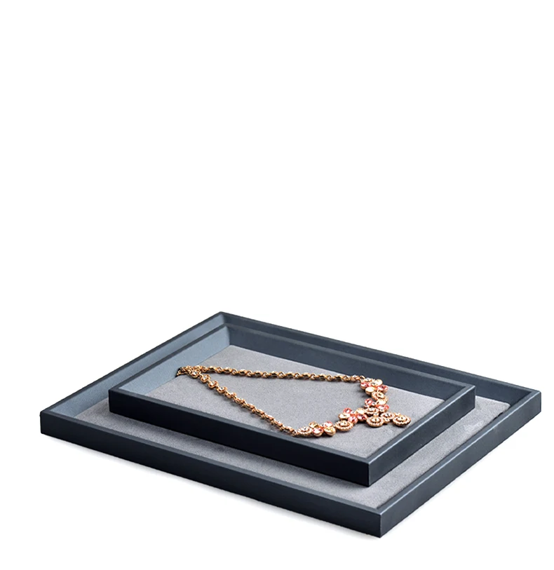Oirlv Premium PU Leather Flat Jewelry Tray Jewelry Display Organizer Catchall Valet Tray for Nightstand Or Dresser