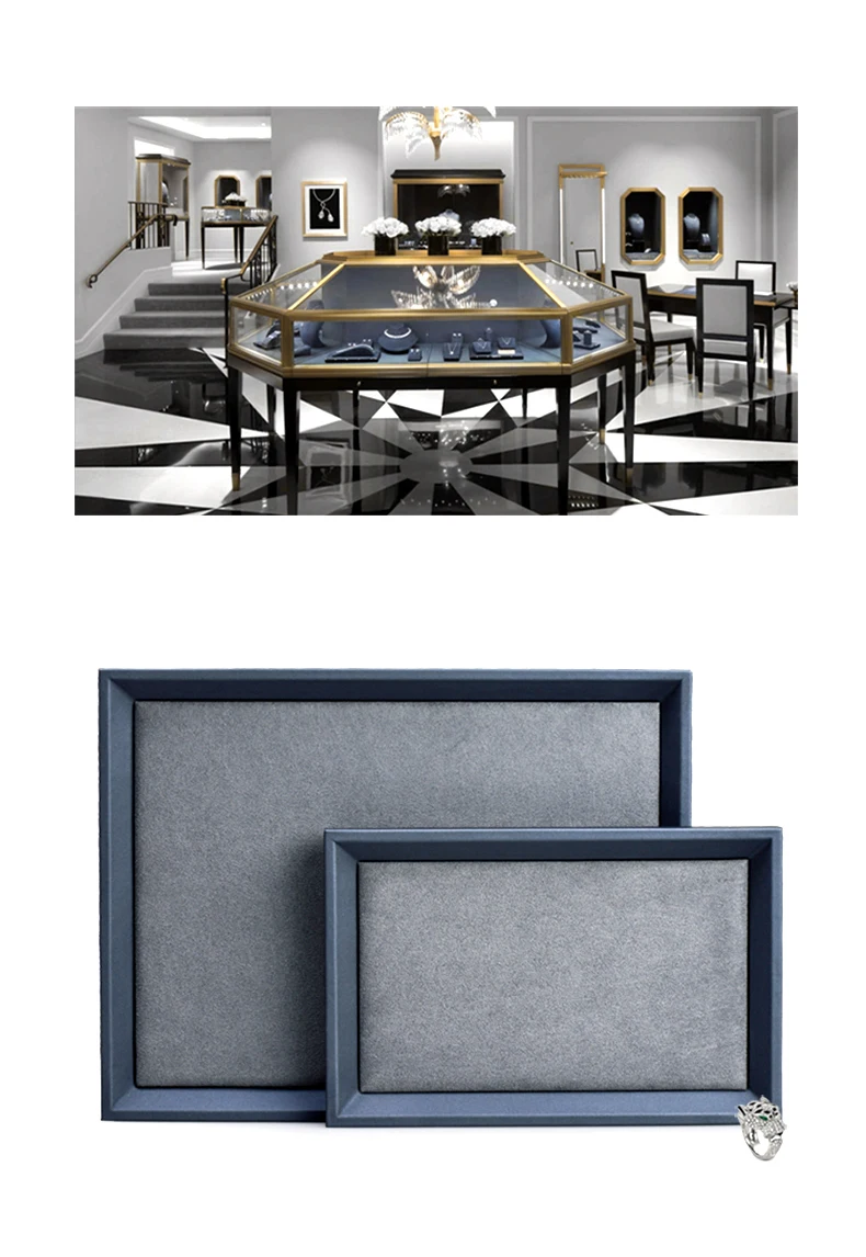 Oirlv Premium PU Leather Flat Jewelry Tray Jewelry Display Organizer Catchall Valet Tray for Nightstand Or Dresser