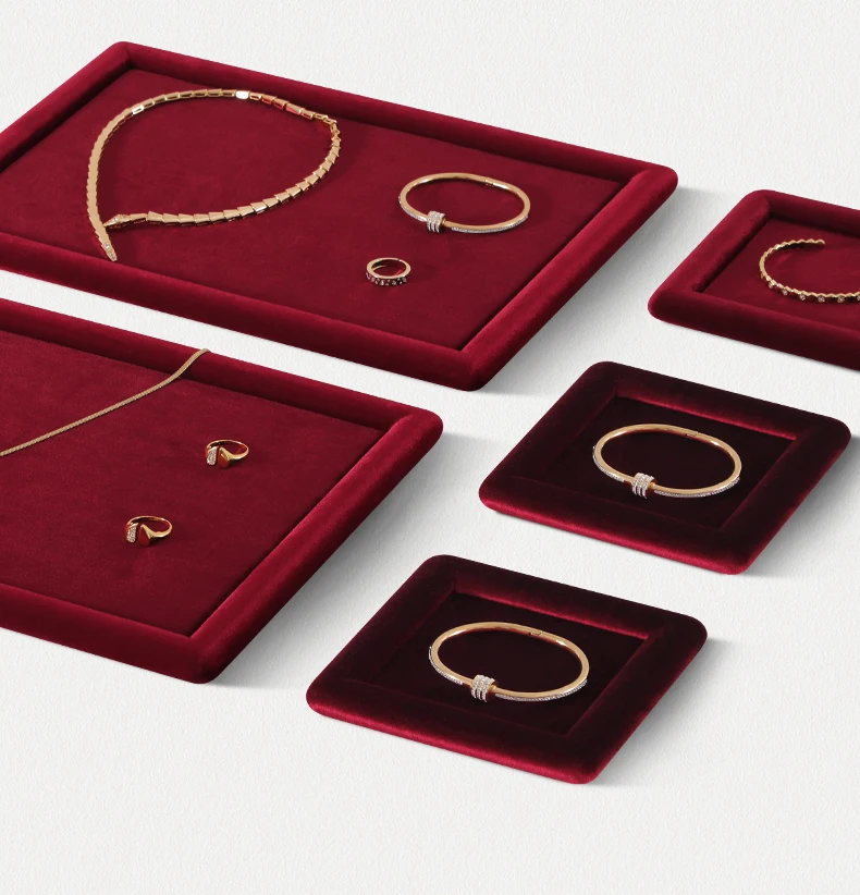 Yinbeini Velvet Jewelry Tray Drawer Organizer for Ring Earrings Bracelet Necklace Anti Scratch Jewelry Storage Display PlateP079