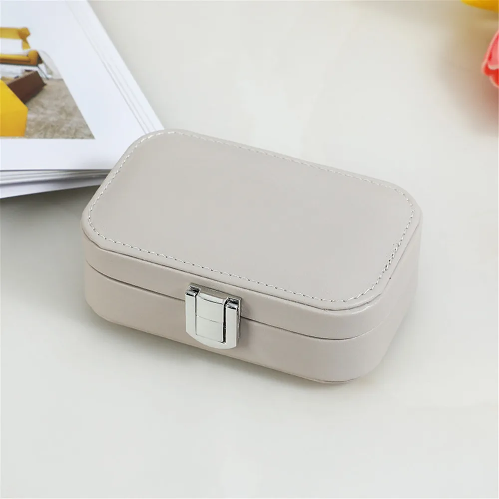 New In Macaron Jewelry Box for Travel Portable Ring Earrings Necklace Organizer Double Layer PU Leather Snap Button Display Case
